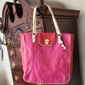 Juicy Couture Pink/Red Leather Tote Bag